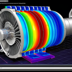 **

> A vibrant, photorealistic rendering of a high-performance engine's cooling system undergoing CAE thermal analysis. Overlaid on the engine are color-coded heatmaps visualizing temperature distribution, with arrows indicating airflow. The scene highlights the practical application of CAE in optimizing thermal management for improved engine performance and reliability. Emphasize detail and precision, showcasing the technology's impact on modern engineering.

**